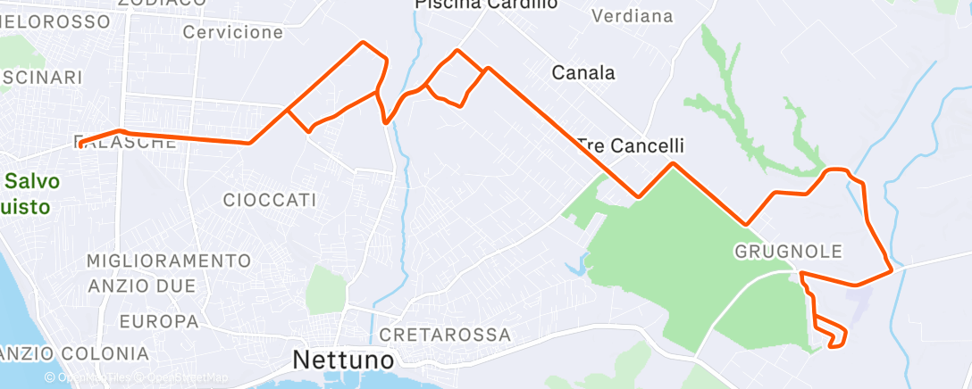 Map of the activity, Pedalata mattutina