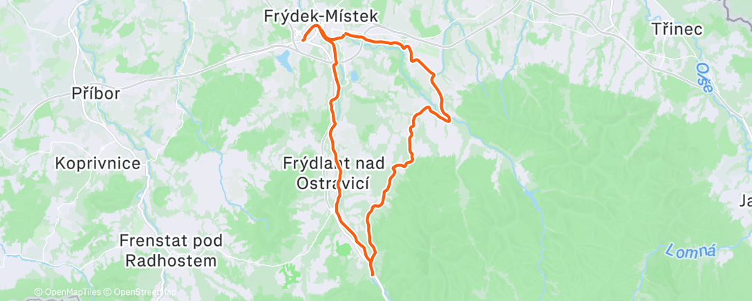 Map of the activity, Afternoon Ride
