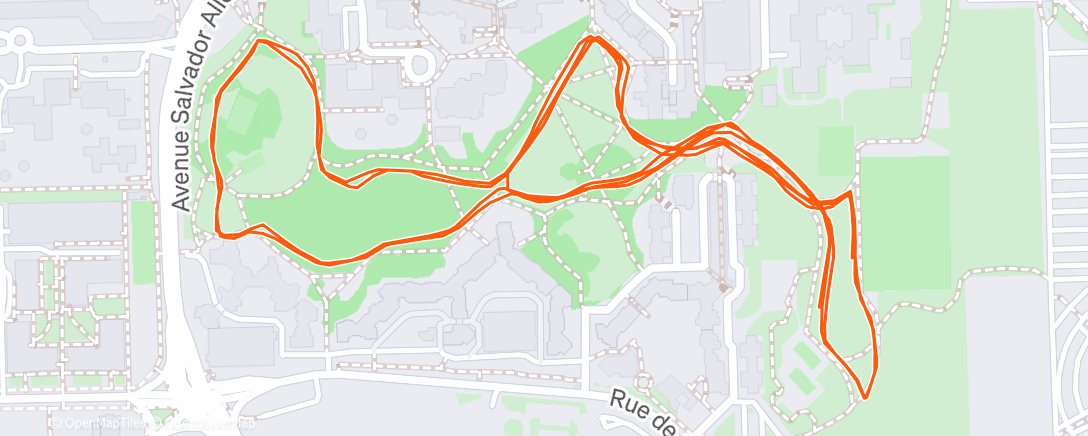 Map of the activity, Course à pied en soirée