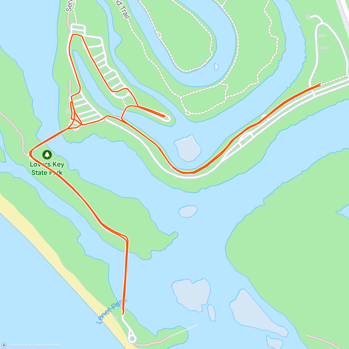 Map of the activity, Lover's Key Bike Ride