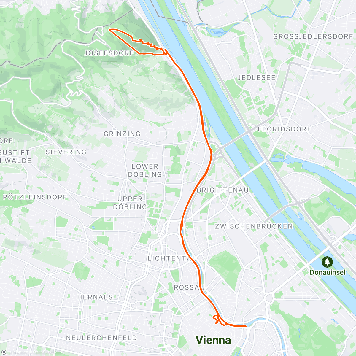 Map of the activity, Viedňou na hrad a späť