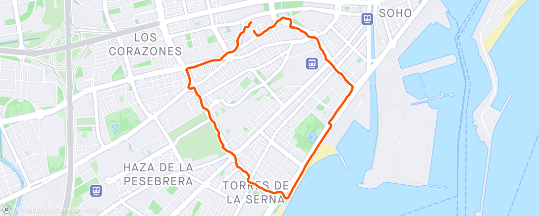 Map of the activity, ☁️ Málaga, Andalucía Evening Run