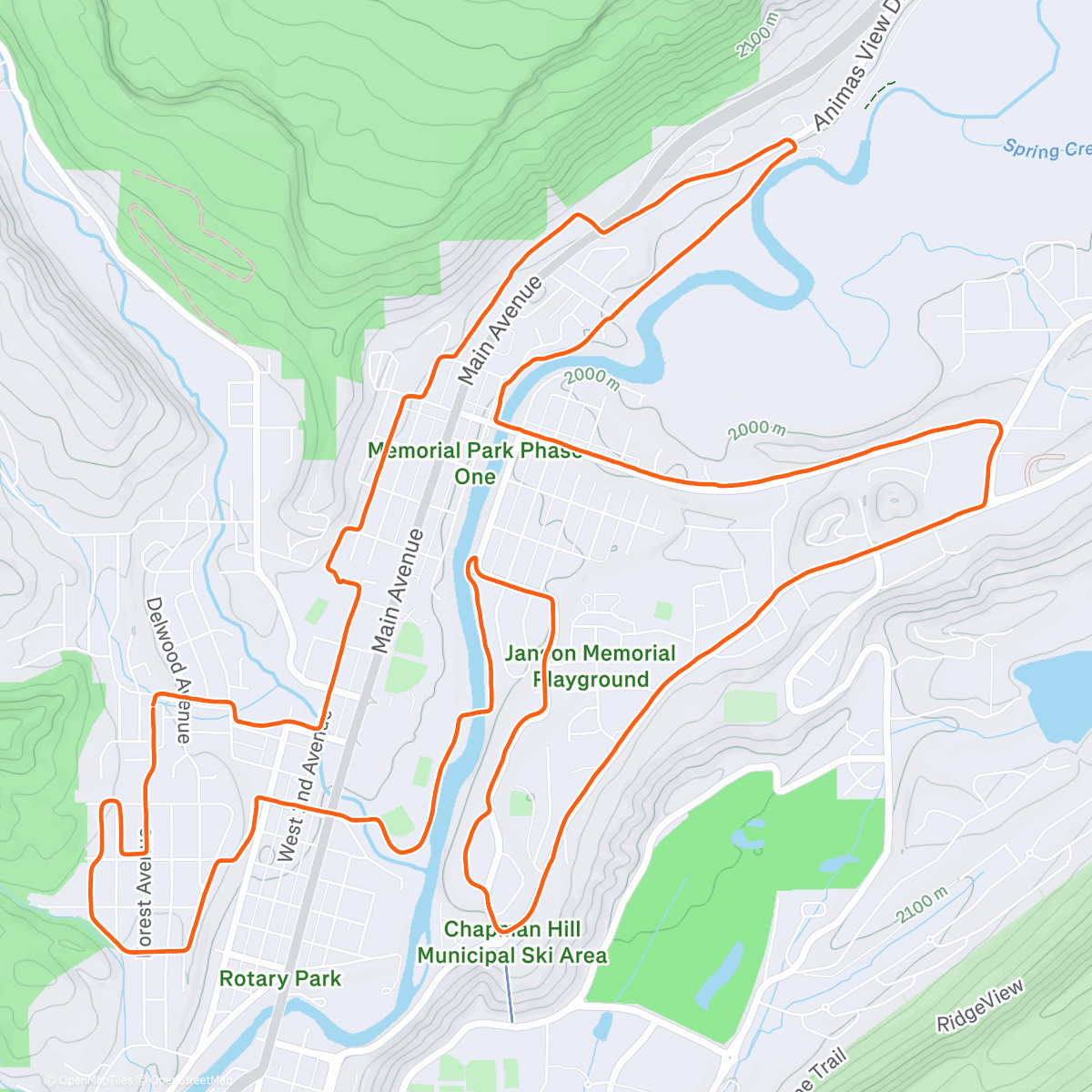 Map of the activity, Animas River Trail, Riverview
