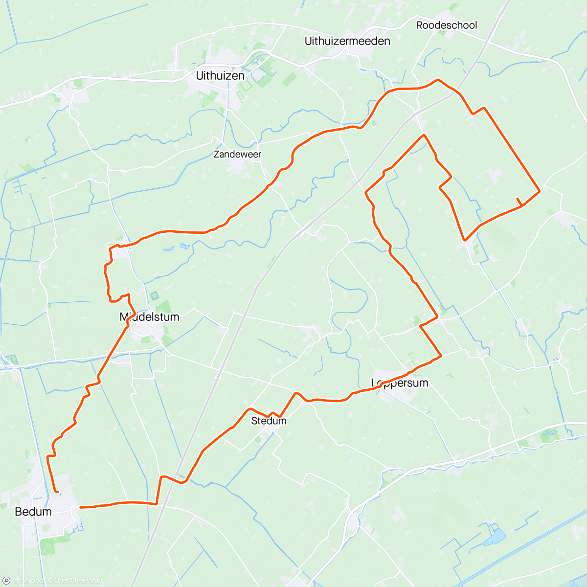 Map of the activity, Middagrit op e-bike