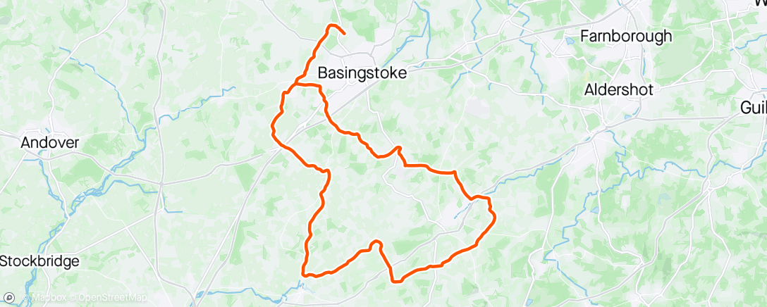 Map of the activity, NHRC Steady ride to Lasham with a few hills