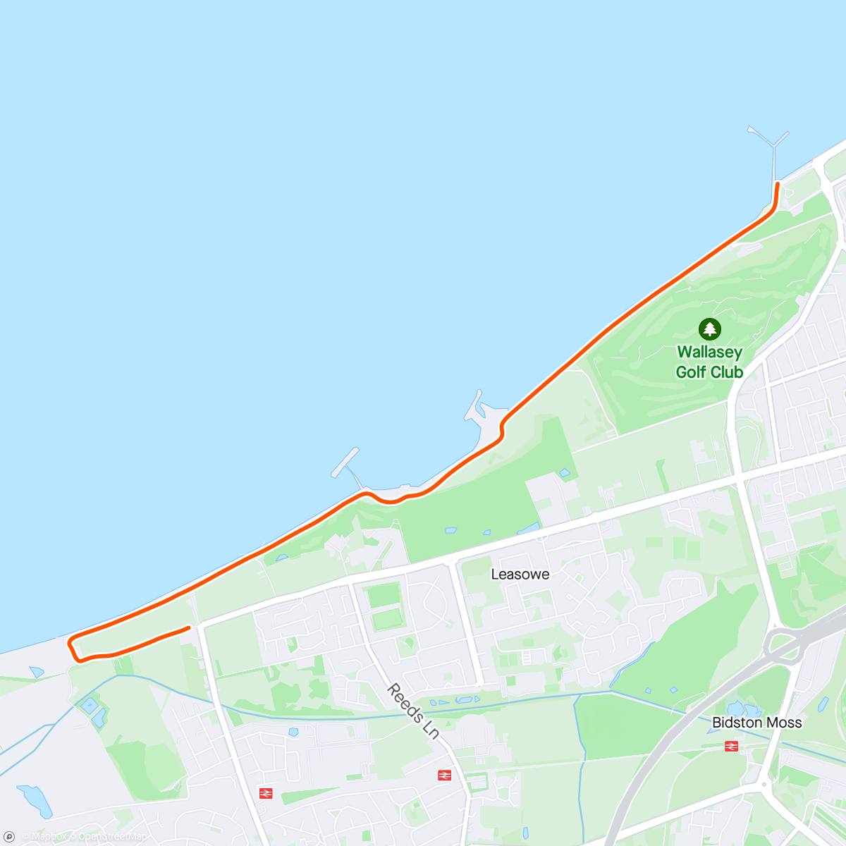 Map of the activity, Wirral seaside run #1
