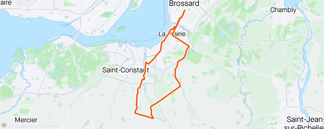 アクティビティ「14 St-Mathieu - Premier mercredi Increvables 2024 - Brossard, Québec ⛅」の地図