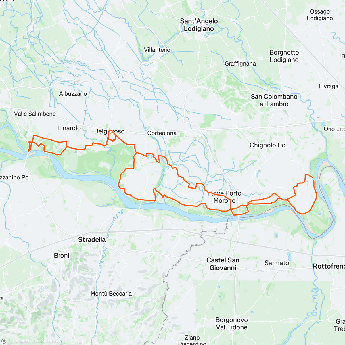 Map of the activity, Padus Gravel (80km)