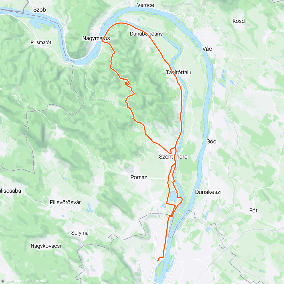 Map of the activity, Szeles Visegrád Afternoon Ride
