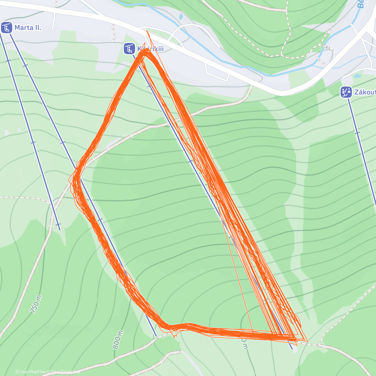 Map of the activity, Deštné ski ⛷️ +1 jízda!