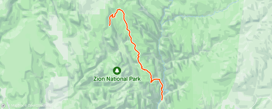 Mapa de la actividad, Day 2 of Zion traverse.  Finished by lunchtime