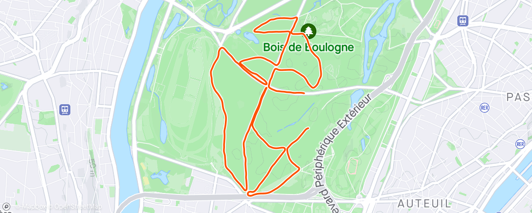 Mapa da atividade, 10k du Bois de Boulogne 🏃