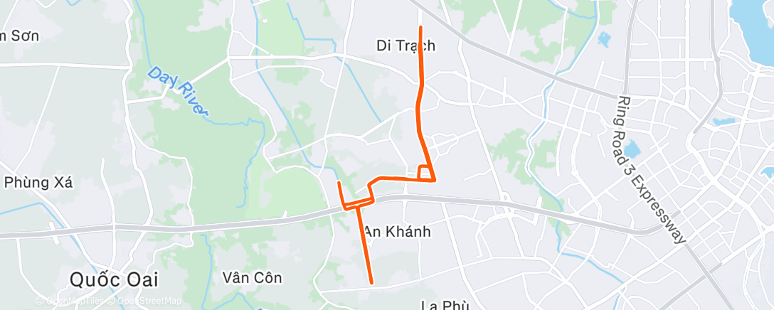 Map of the activity, Afternoon Run