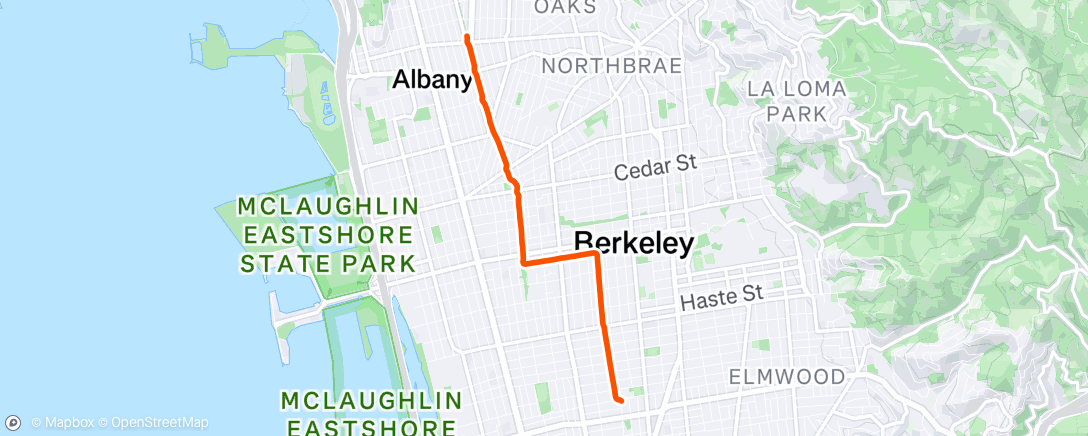 Map of the activity, Afternoon Run