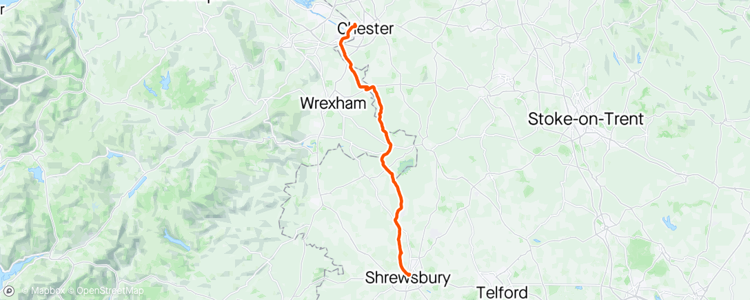 Map of the activity, The Tour to Singapore Day 1: Chester to Shrewsbury