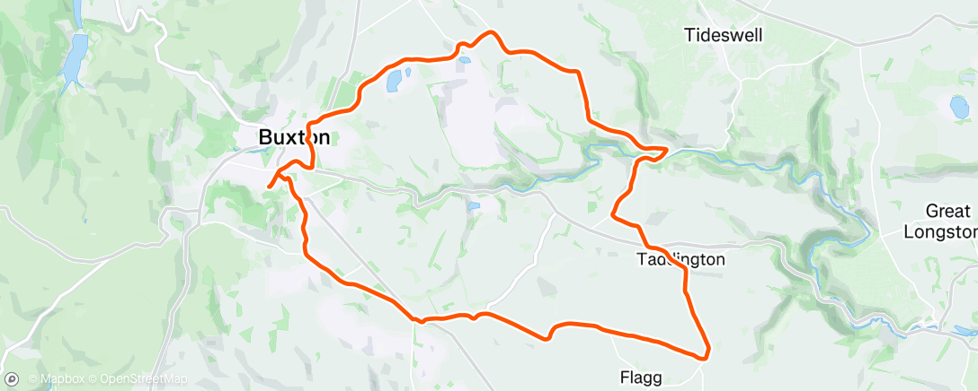 Map of the activity, Millers Dale recovery ride