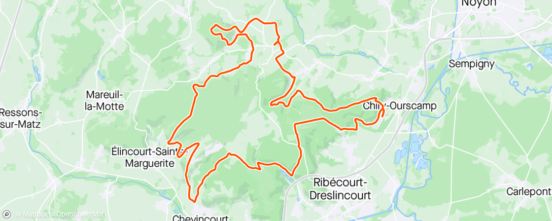 Map of the activity, Trail la 14-18 thiescourt - les carrières