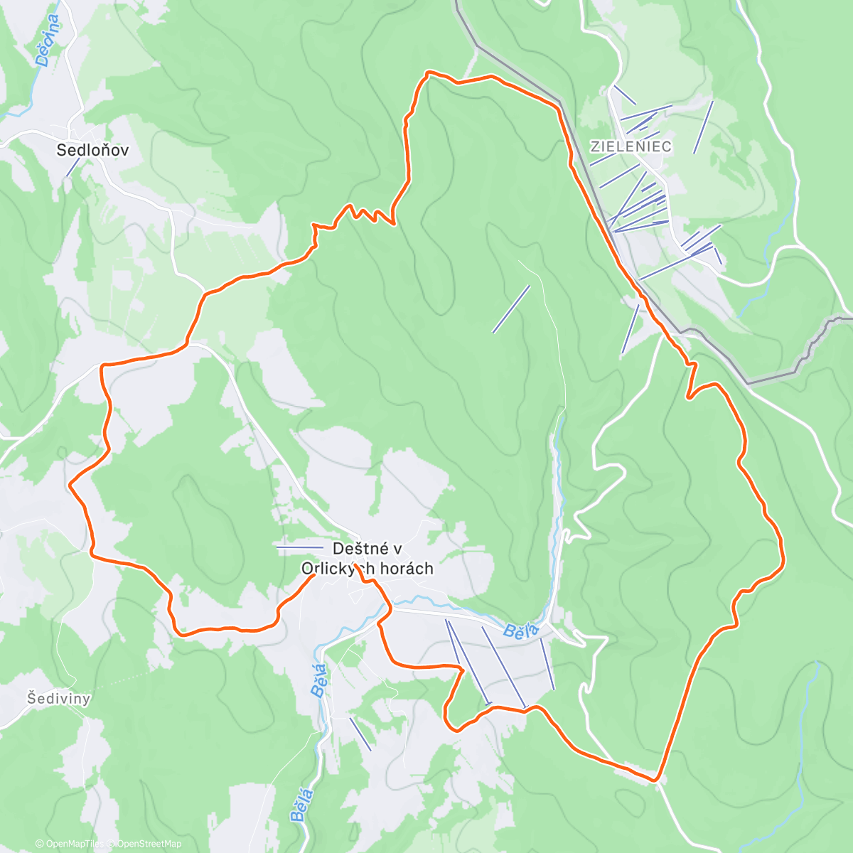 Map of the activity, Afternoon Run