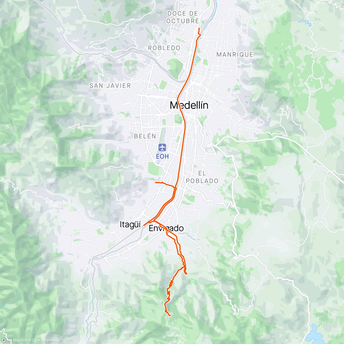 Map of the activity, Ciclovia y catedral