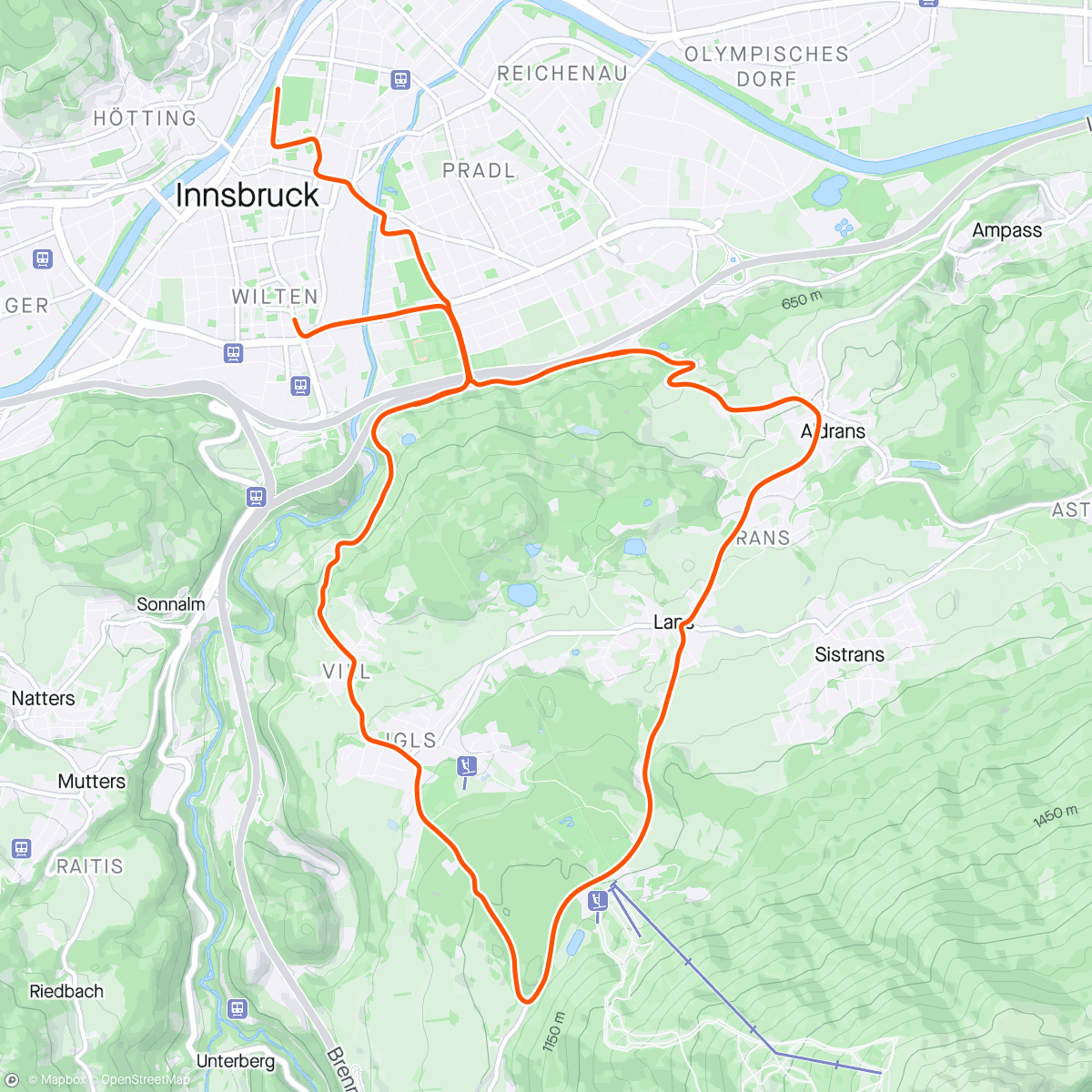 Map of the activity, programme endurance zwift