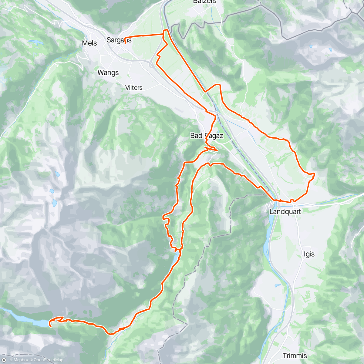 Map of the activity, Gigerwaldsee op 't gemakske