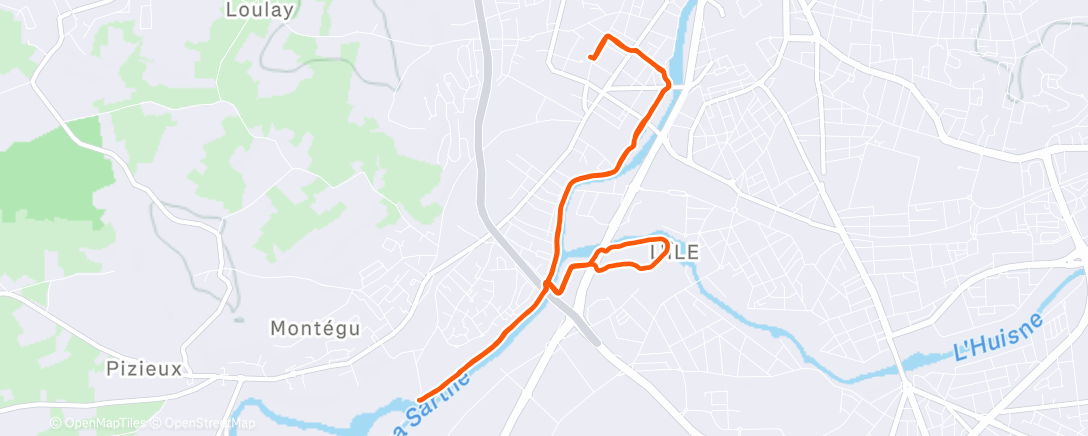 Map of the activity, Course à pied le midi