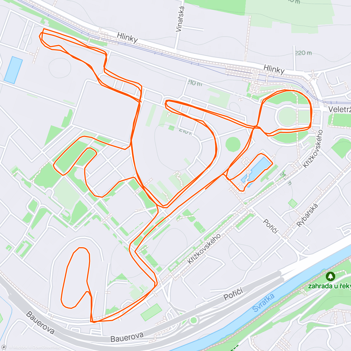 Map of the activity, Craft Brno Run 10k