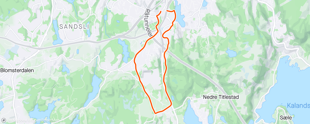 Map of the activity, Kveldstur etter en dag som tilskuer under Bergen city marathon