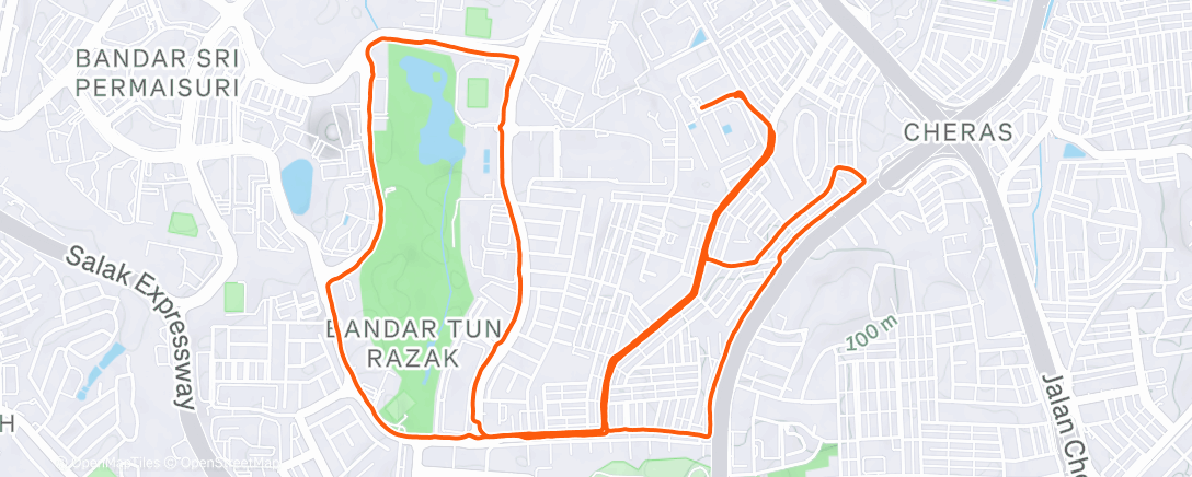 Map of the activity, Afternoon Run