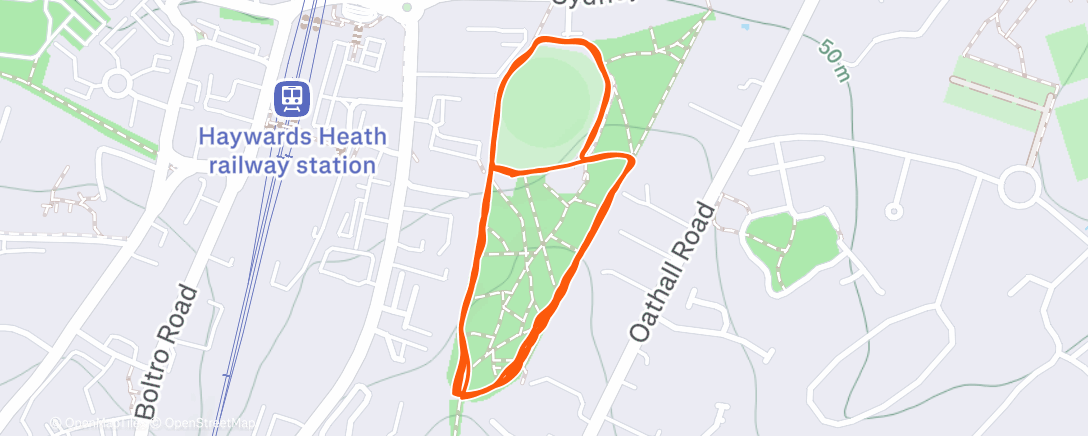 Map of the activity, Running