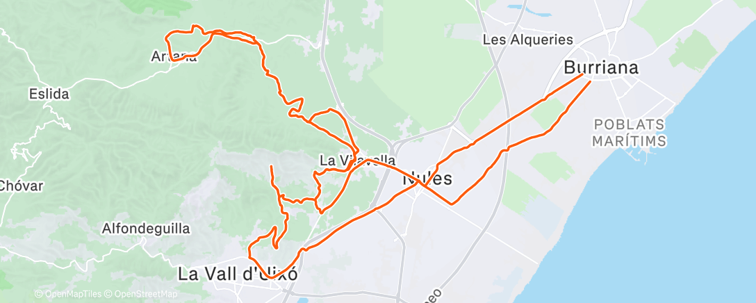 Map of the activity, Bicicleta de gravilla matutina