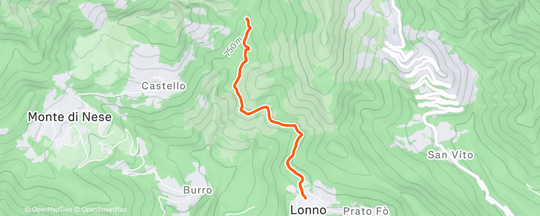 Map of the activity, Corsa pomeridiana