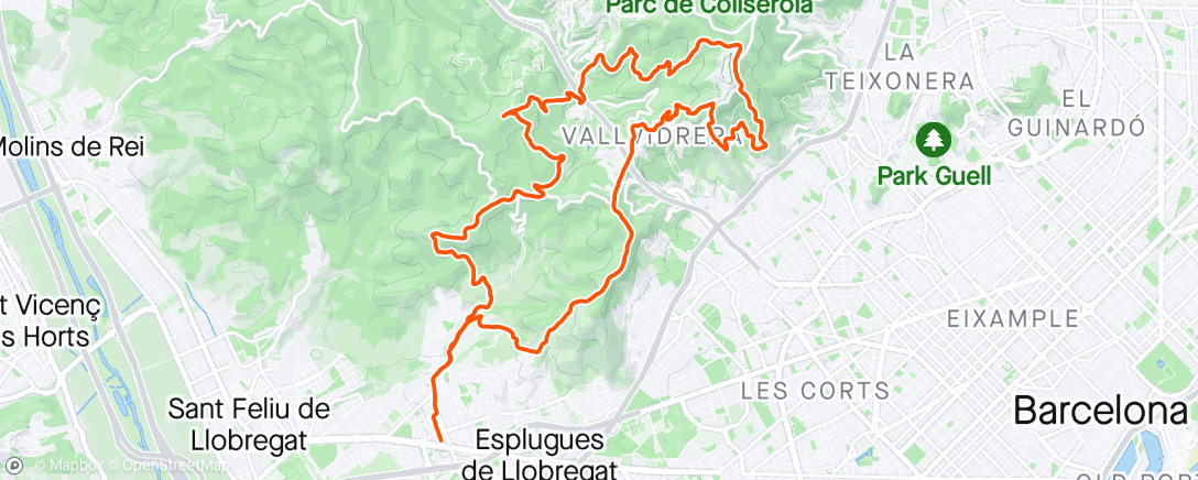 Map of the activity, Bicicleta eléctrica por la tarde