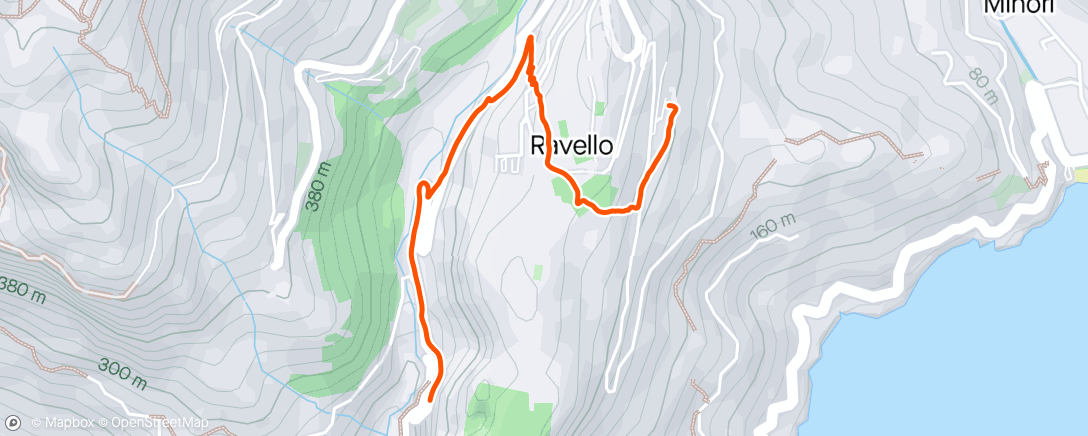 Map of the activity, Jog through Ravello to get the shopping