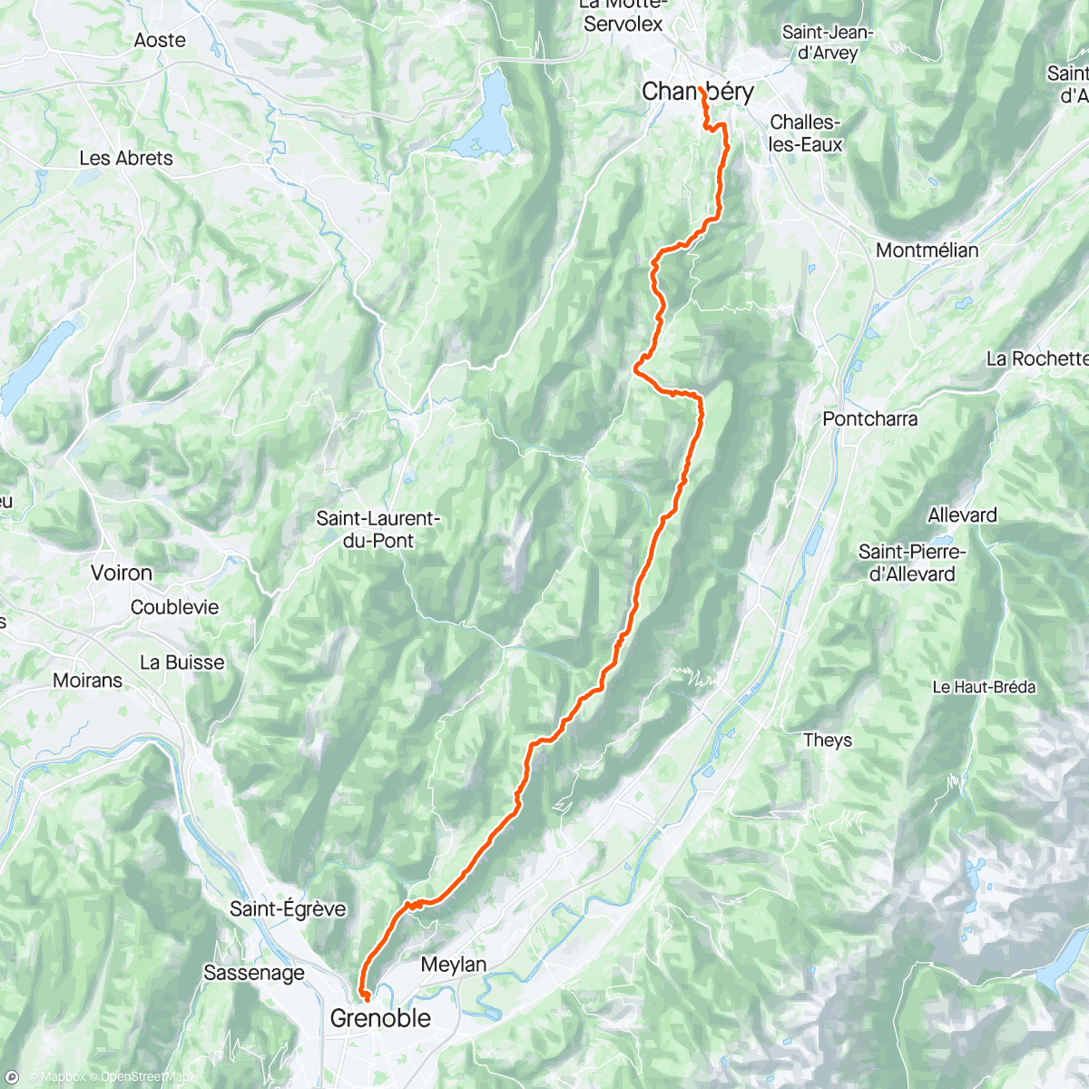 Map of the activity, Traversée de Chartreuse S2 (Chambéry -> Grenoble)
