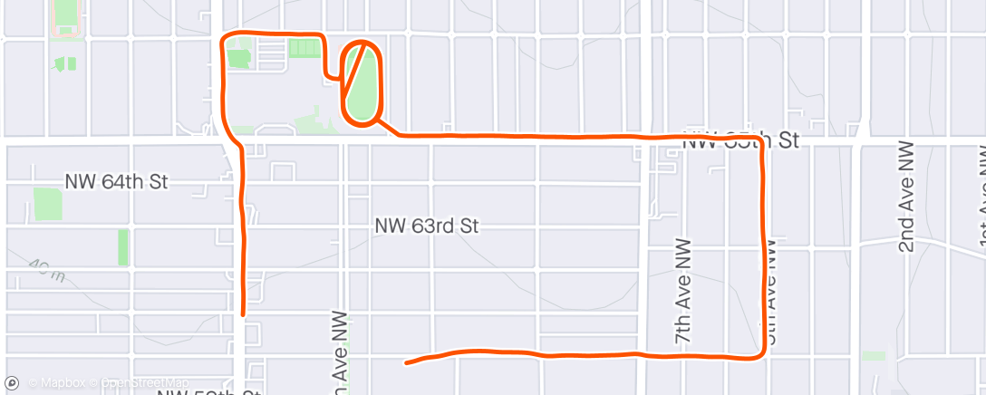 Map of the activity, 2 miles, 12x400m, 2 miles
