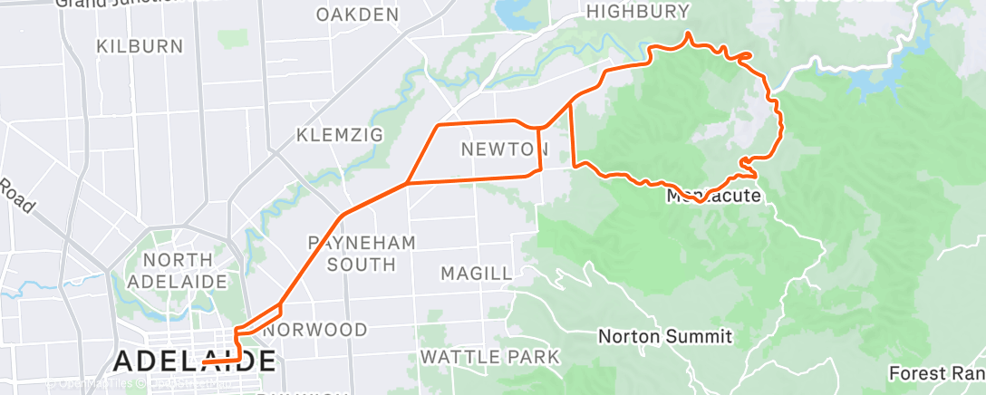 Map of the activity, Andar en bicicleta