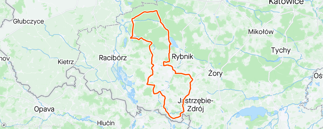 Map of the activity, Tour de Silesia, etape deux: spadnięte łańcuchy, śluńskie drogi i pozamykane rogatki