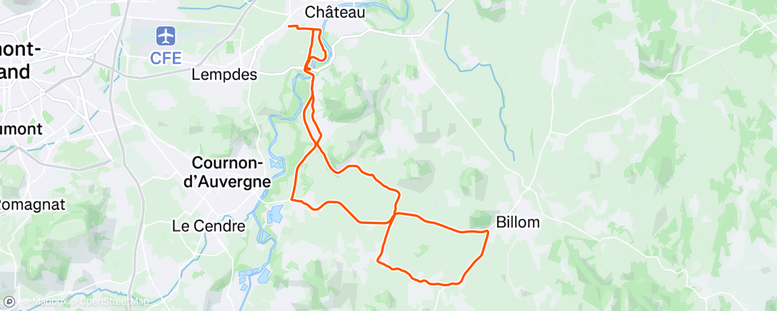 Map of the activity, Lunch Ride
