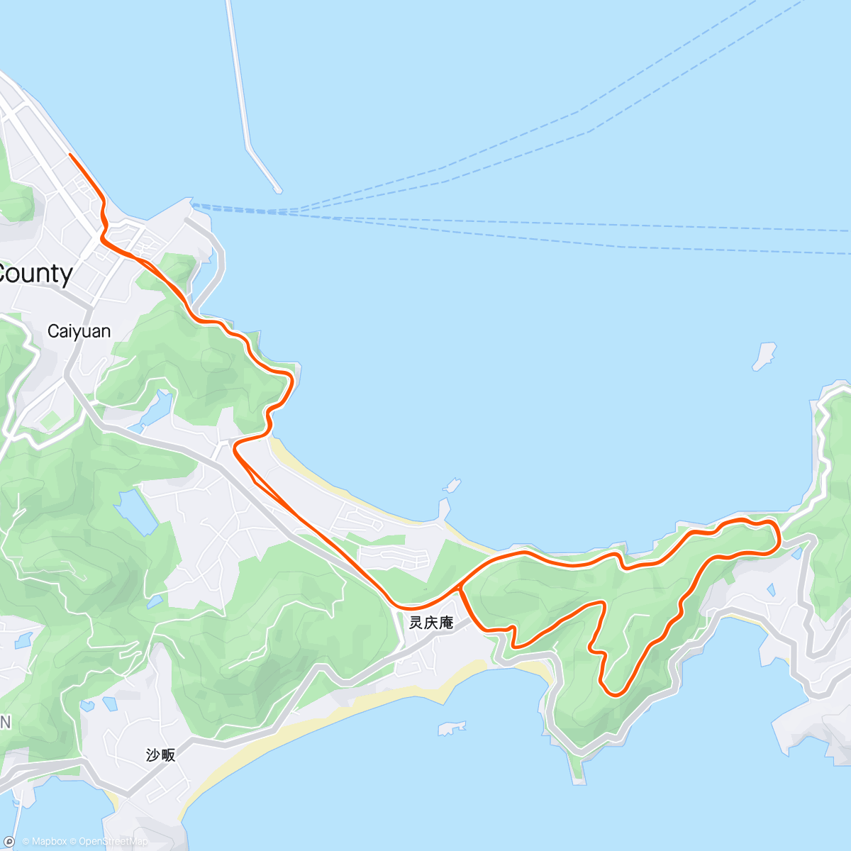 Mapa da atividade, 嵊泗环岛公路自行车赛 多比赛是好的 总参赛人180，完赛26，排名第34