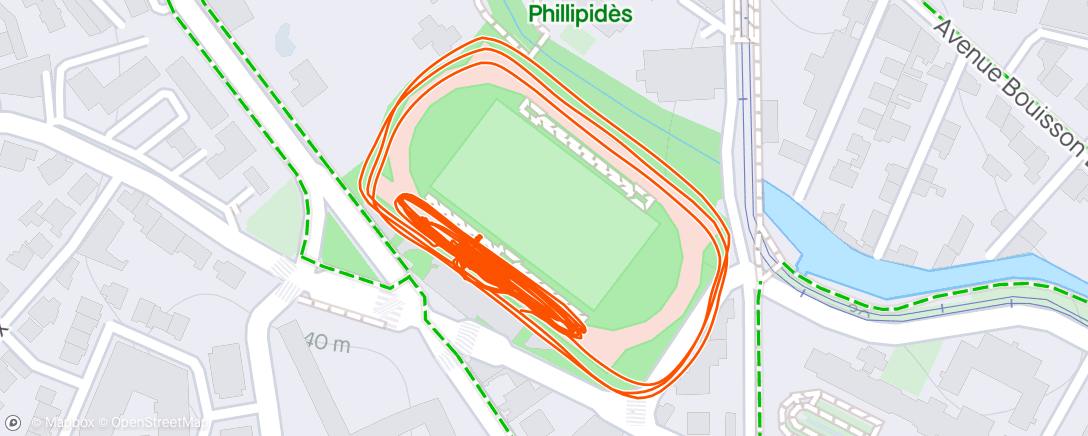 Map of the activity, Athlé: chariots 4x20m + 5x100m tranquille