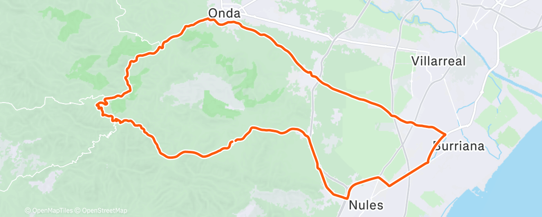 Map of the activity, Vuelta ciclista por la tarde