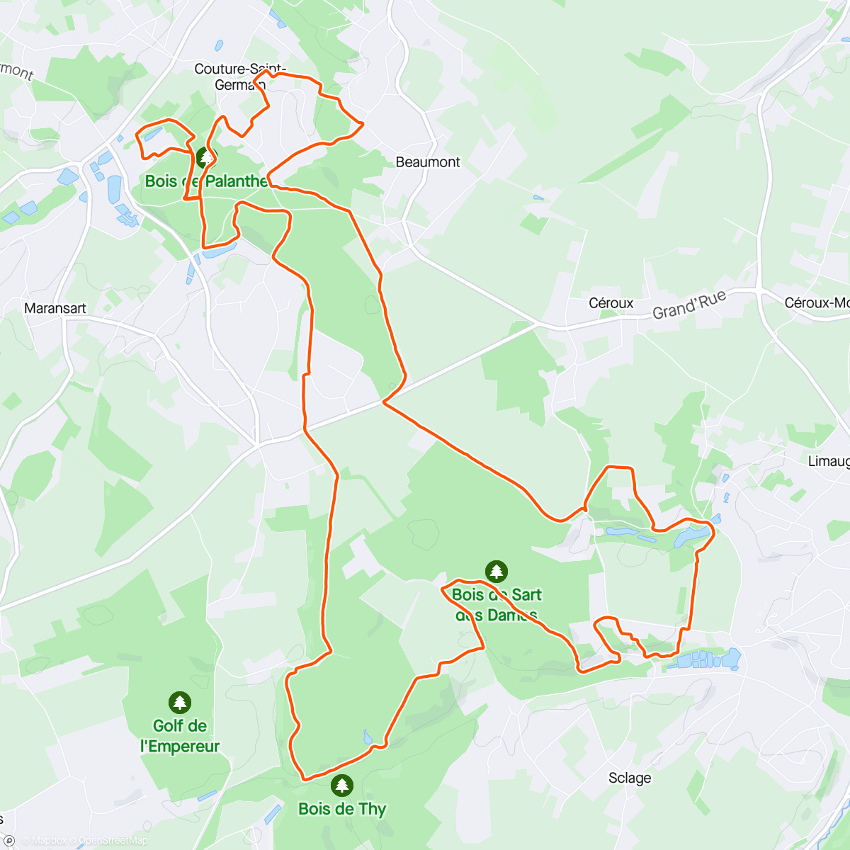 Map of the activity, Lutgarde trail blanche la lasnoise