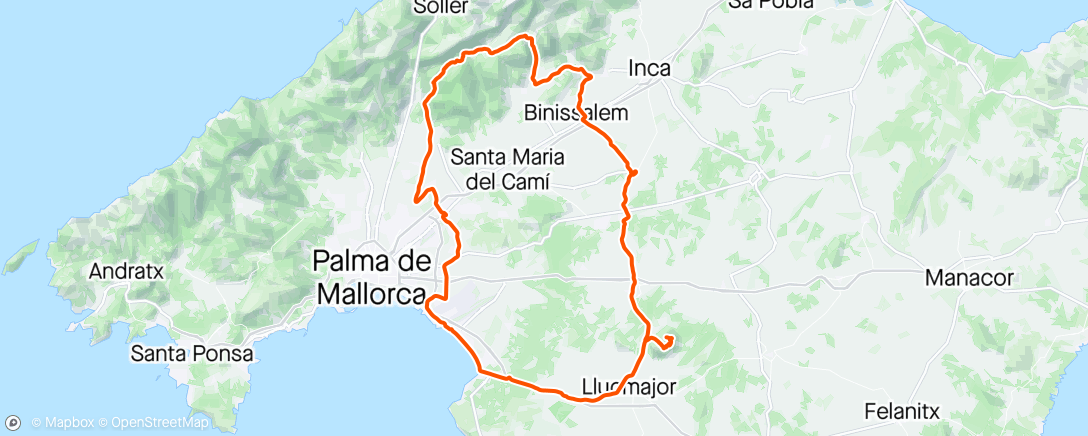 Map of the activity, Mallorca dag 6 - Orient og Cura