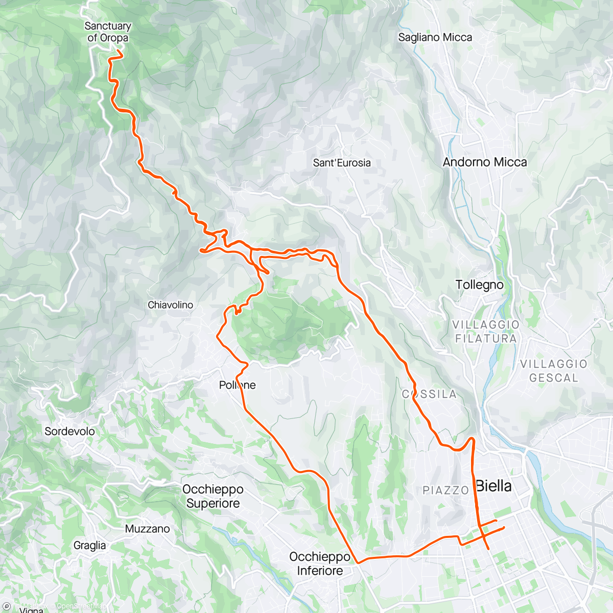 Map of the activity, Piemonte #6 - Santuario d'Oropa og Giro d'Italia