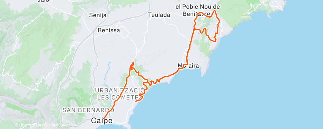 Map of the activity, Bicicleta a la hora del almuerzo