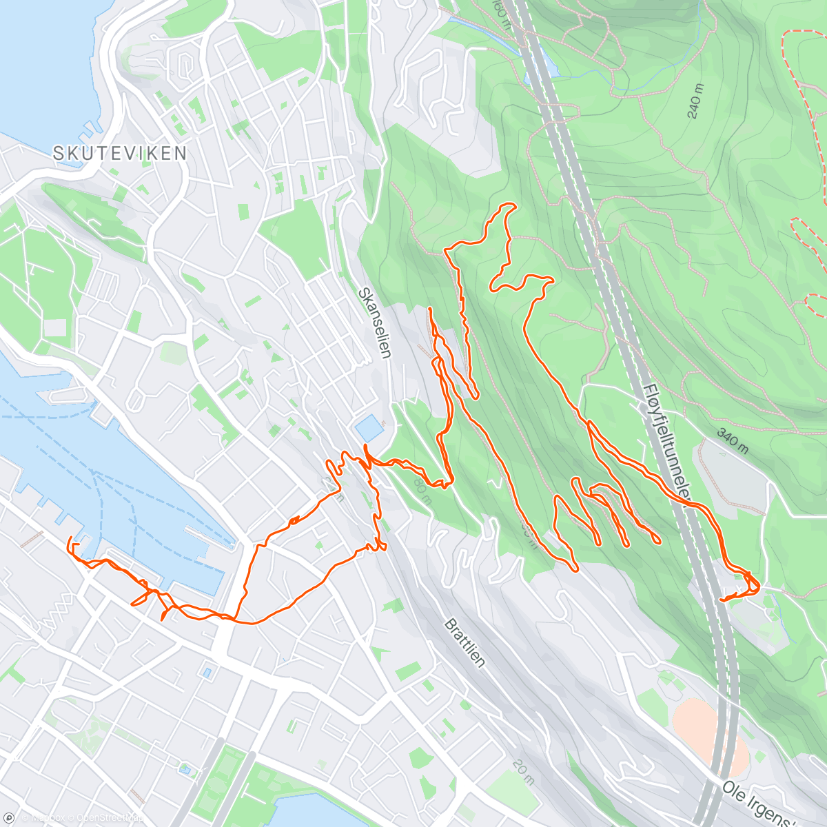 Mapa de la actividad, Opp og ned Fløyen 😁