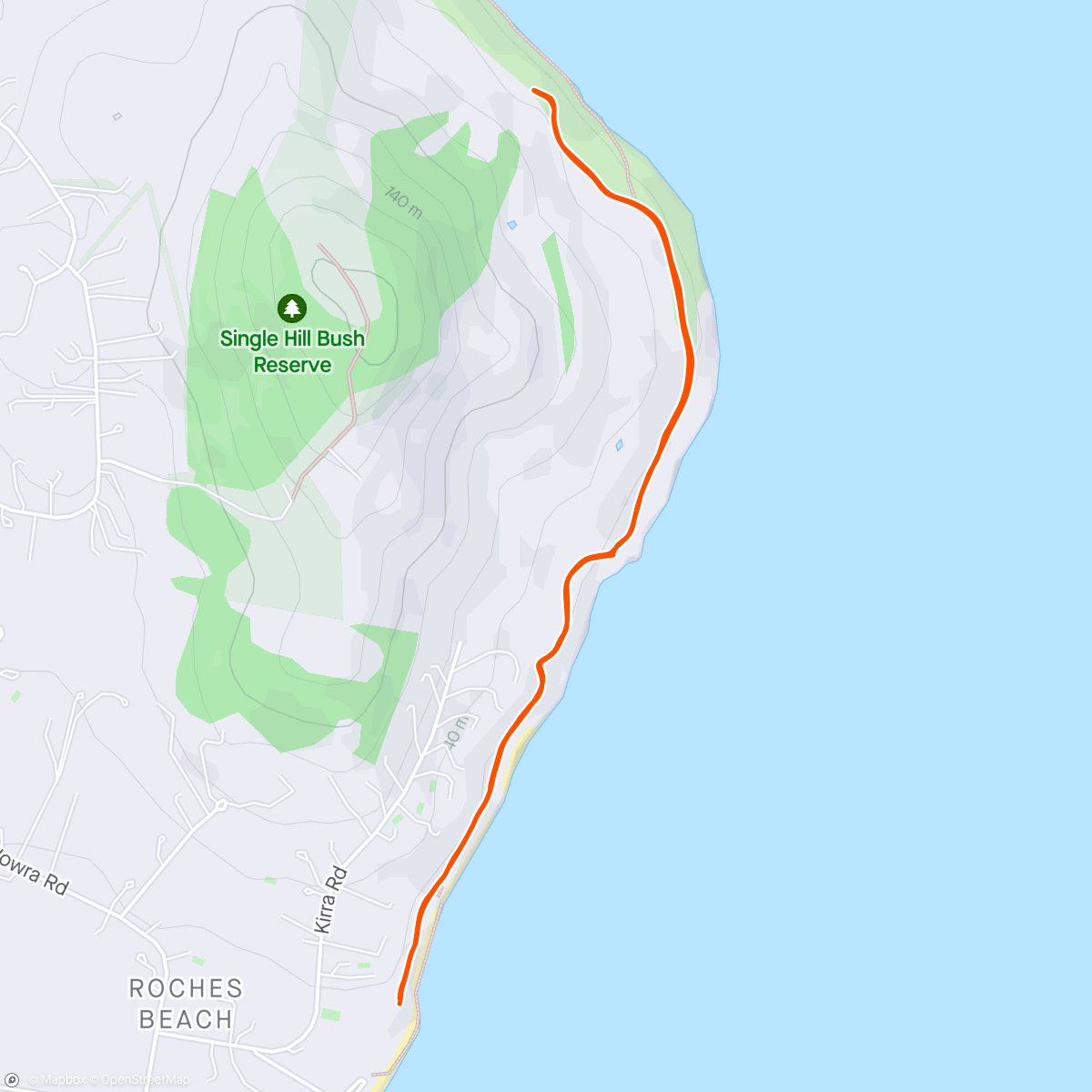Map of the activity, Roches Beach Headland with Fran & Zara