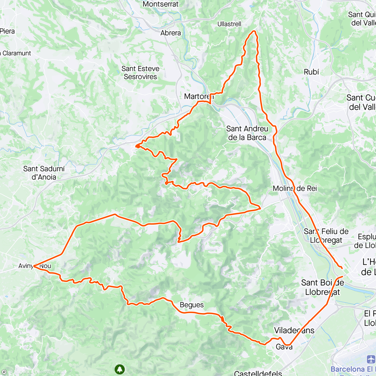 Map of the activity, Begues-Ordal-Creu de Aragall - los 11