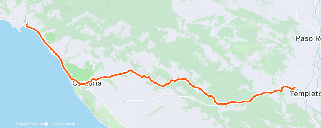 Map of the activity, Hearst Castle to Templeton w Hector